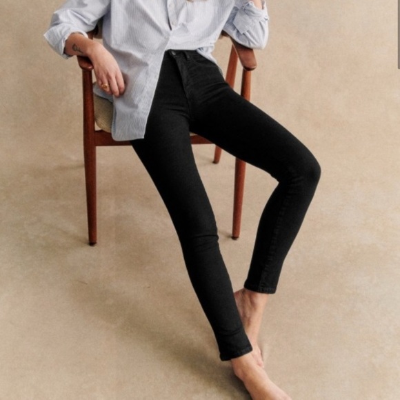 SEZANE Black High Rise Sim Denim Jeans Pants Sz 28 - Picture 1 of 7